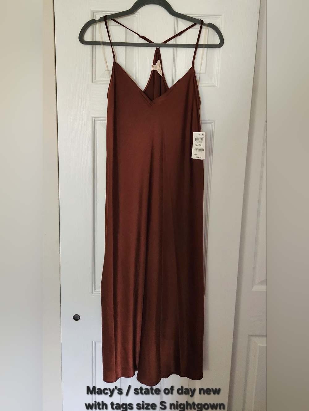 Macy's Brown Satin Slip Nightgown